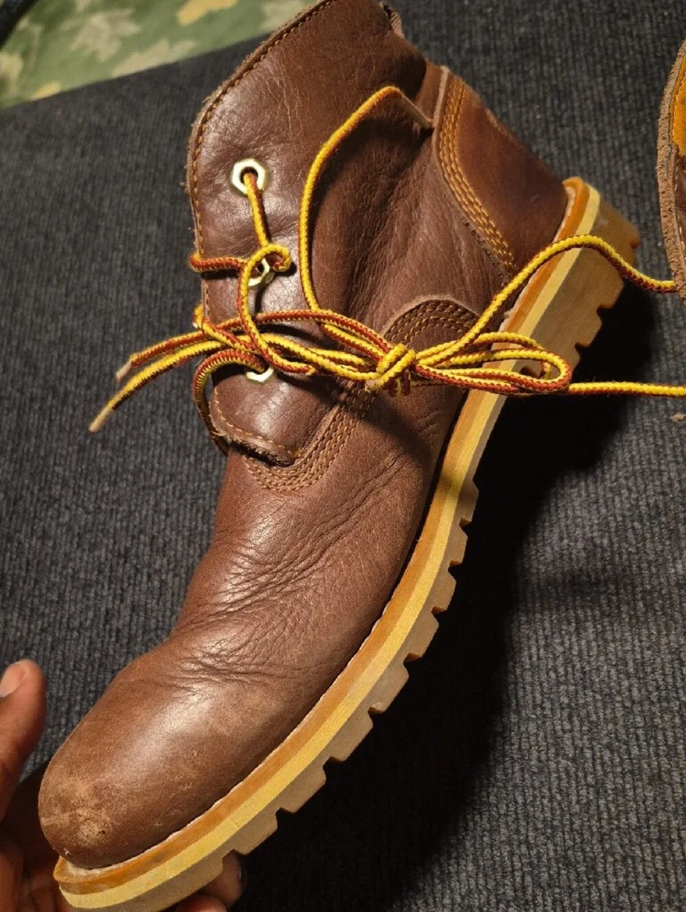 Timberland Brown Leather Chukka Boots with Yellow Accent Laces